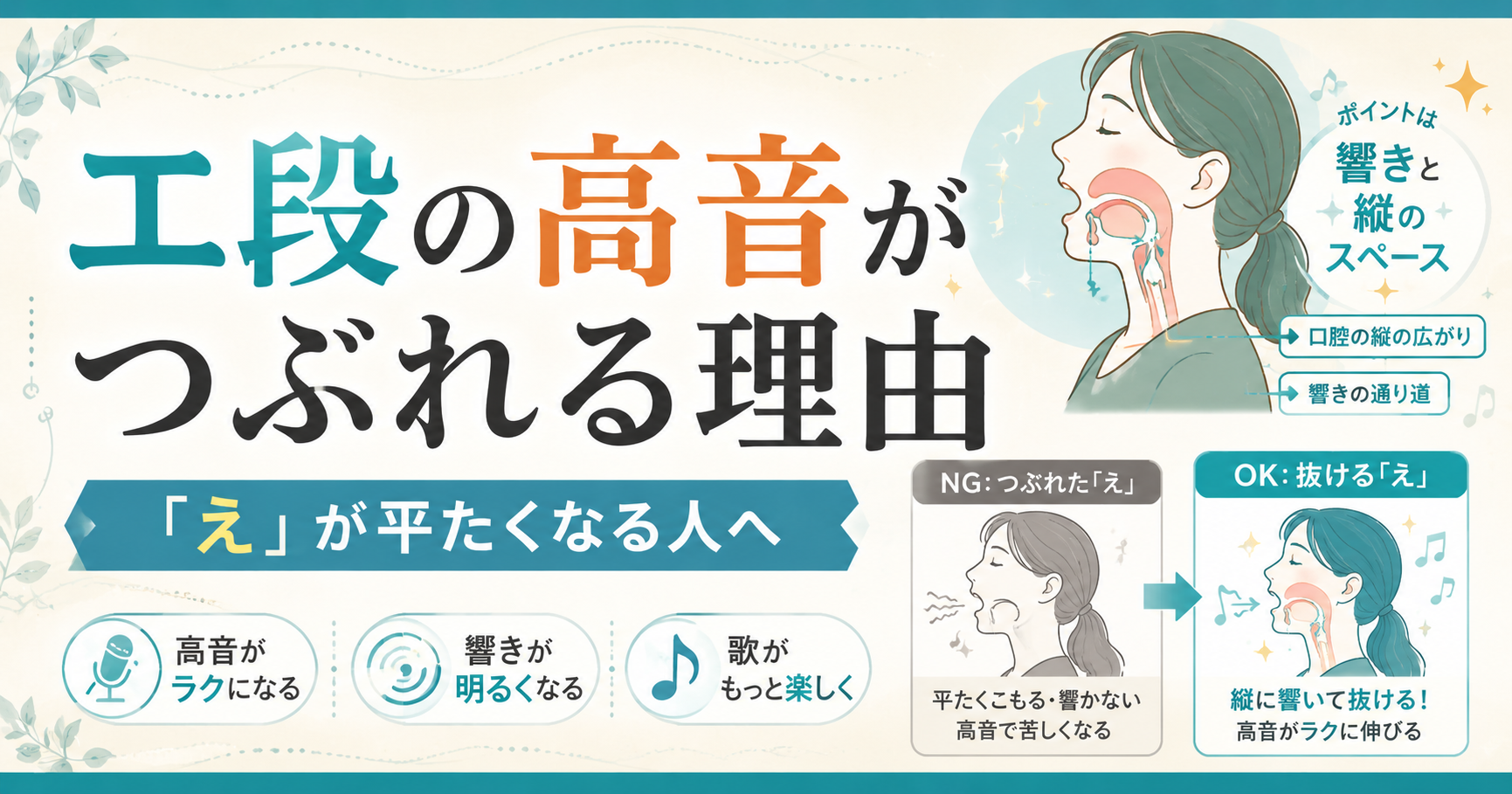 エ段の高音がつぶれる理由。「え」が平たくなる人の直し方