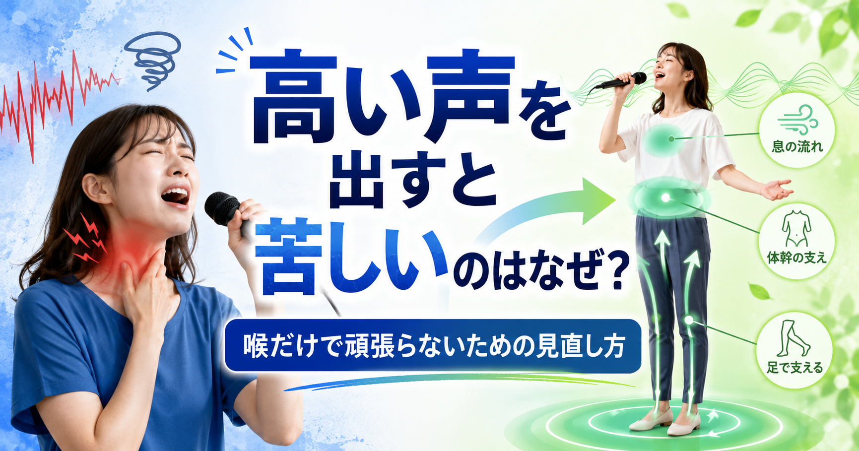 高い声を出すと苦しいのはなぜ？喉だけで頑張らないための見直し方