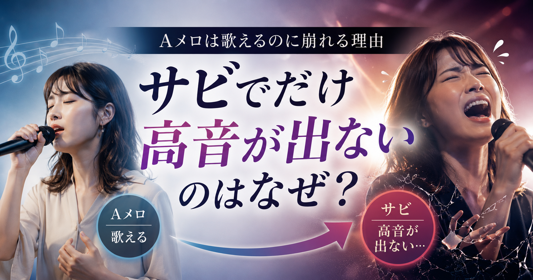 サビでだけ高音が出ないのはなぜ？Aメロは歌えるのに崩れる理由