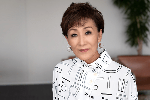 白い柄物の衣装の伊東ゆかり（撮影年不明）